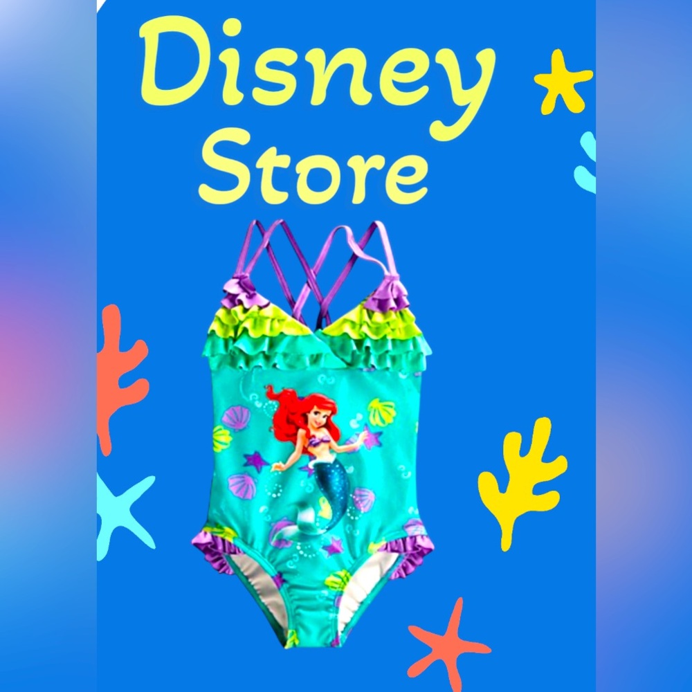 DISNEY ARIEL Mermaid Disney Store one piece swimsuit girl’s size 5/6 5 6